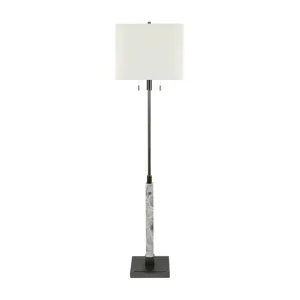 62.5 Marble Floor Lamp With White Linen Shade
