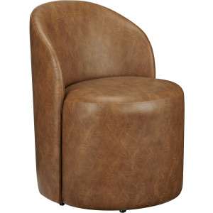 Set Of 2 Warm Brown Vegan Leather Upholstered Dining Chairs