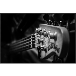 Strings Attached Black & White Guitar Framed Print