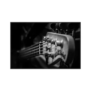 Strings Attached Black & White Guitar Framed Print