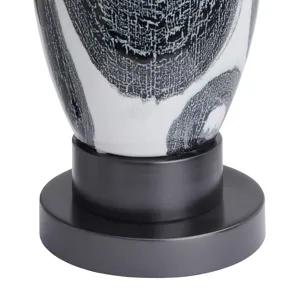 Ceramic Table Lamp With White Linen Drum Shade