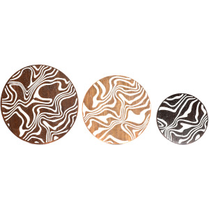 Triple Swirl 3-piece Round Abstract Wooden Wall Accents