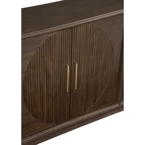 Brown Wooden 4 Door Credenza Sideboard