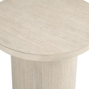 Round Cream Wooden Accent End Table
