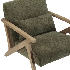Earthy Green Upholstered Accent/arm Chair With Light Natural Wood Frame