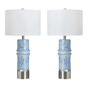 Set Of 2 Ceramic Table Lamp With Linen Shade