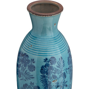 Samira Large Blue Floral Ceramic Vase