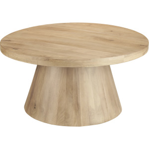 Tan Solid Wood Round Coffee/cocktail Table