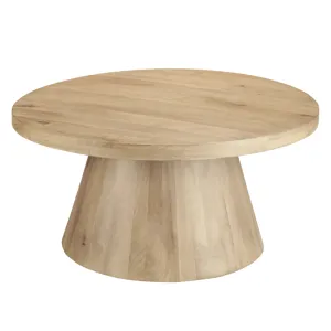 Tan Solid Wood Round Coffee/cocktail Table