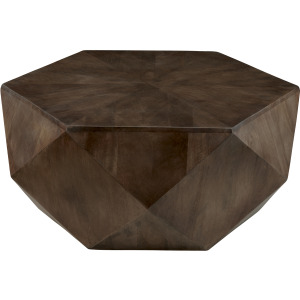 Brown Solid Wood Hexagonal Cocktail/coffee Table