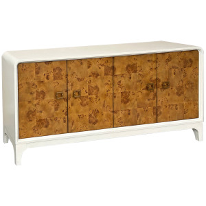 4-door Natural Mappa Burl And White Media Credenza/sideboard