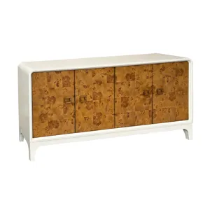 4-door Natural Mappa Burl And White Media Credenza/sideboard