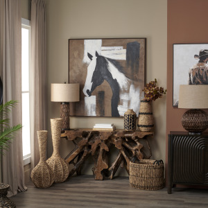 Stampede Rustic Horse Framed Canvas Wall Art