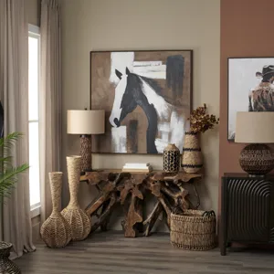 Stampede Rustic Horse Framed Canvas Wall Art