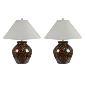 Ceramic Table Lamp With Grey Linen Shade