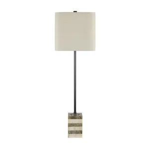 34.75 Stone Table Lamp With Grey Linen Shade