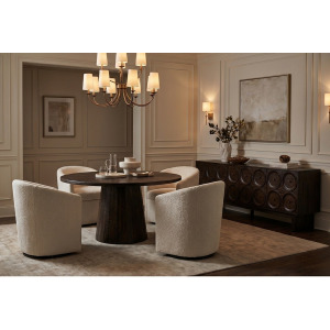 Round Dark Brown Wood Dining Table