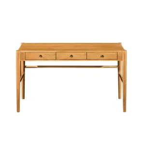 Tan Wood Grain 3-drawer Writing Desk