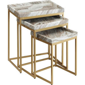 3 Piece Torrento Marble Nesting/end Tables
