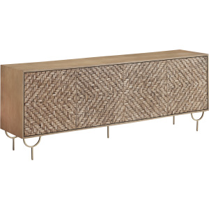 Honey Brown 4 Door Media Credenza/sideboard