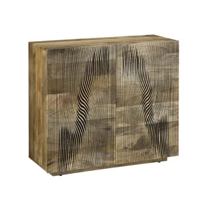 Brown Solid Wood Two Door Accent Cabinet