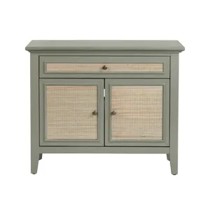 2-door, 1-drawer Green And Tan Accent Cabinet