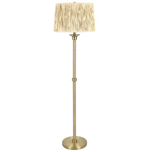 Metal And Rope Floor Lamp With Textured Linen Shade