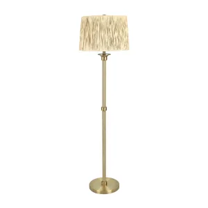 Metal And Rope Floor Lamp With Textured Linen Shade