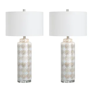 Set Of 2 Ceramic Table Lamp With Linen Shade