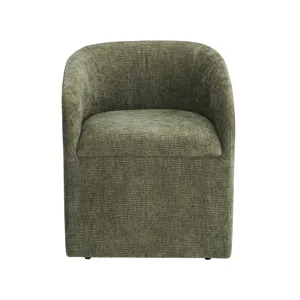 Set Of Two Green Upholstered Dining Chairs