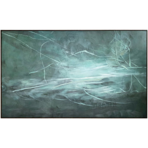 Fade In To Green Serene Abstract Green Framed Canvas Wall Art