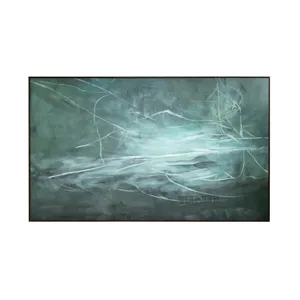 Fade In To Green Serene Abstract Green Framed Canvas Wall Art
