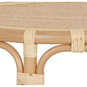 Round Tan Raffia Accent End Table