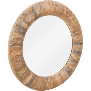 Gibson Round Natural Wood Frame Wall Mirror