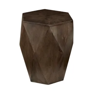 Brown Solid Wood Hexagonal Accent/end Table