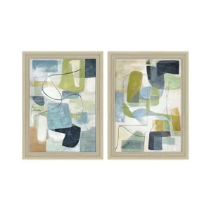 Funky Forms Hand-painted Floral Framed Canvas Art