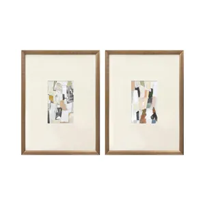 Pale Harmonies 2-piece Abstract Gold Framed Hand Painted Wall Art