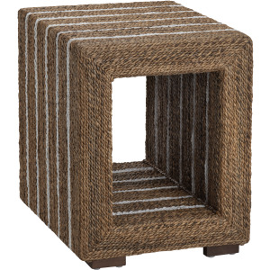 Square Brown Wood And Rope Accent End Table