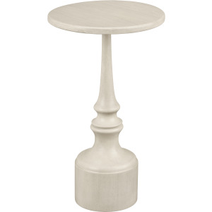 Round Cream Wooden Accent End Table