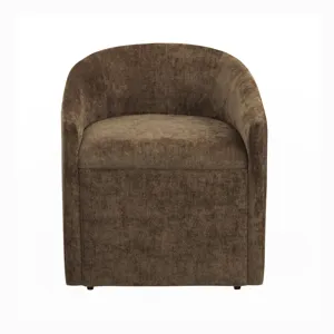 Set Of 2 Brown Upholstered Dining Chairs