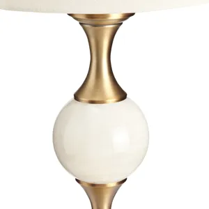 Metal And Marble Table Lamp With Oat Linen Shade