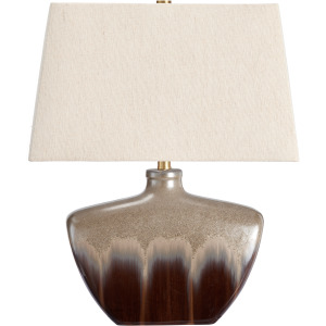 Ceramic Table Lamp With Rectangular Oat Linen Shade Crystal Base