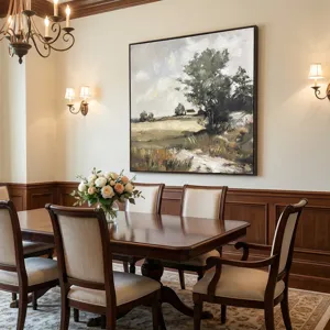 Country Edge Meadow Landscape Framed Canvas Art