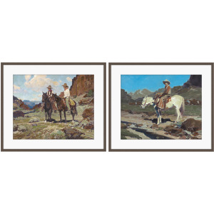 Thetford 2-piece Western Cowboy Framed Canvas Wall Art Set