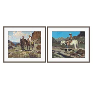 Thetford 2-piece Western Cowboy Framed Canvas Wall Art Set
