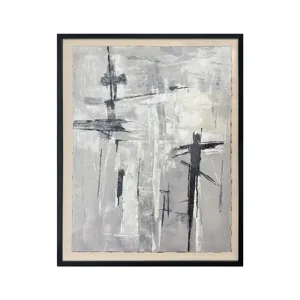 Crosswinds Of Shadow Abstract Hand-painted Framed Canvas Wall Art