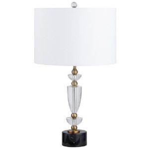 Crystal Table Lamp With White Linen Shade