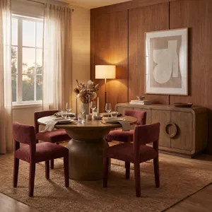 W Brown Wooden Four Door Credenza Sideboard