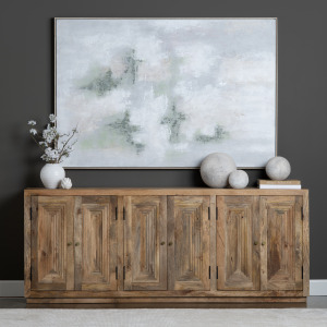 Green Serenity Abstract Framed Canvas Wall Art