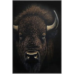 Hyde Bison Portrait Framed Canvas Wall Art